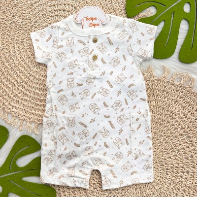 Macacão curto Branco estampado Capivarinhas